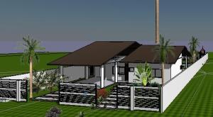 paisagismo projeto casa terrea - 3D View - -FRENTE