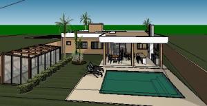 projeto tijolo ecologico casa terrea - 3D View - FUNDOS 3